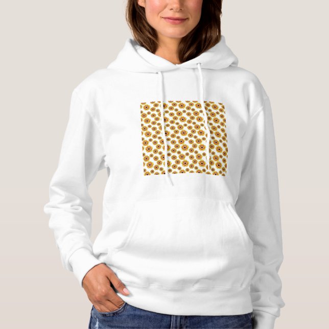 Camiseta Padrão de Flores de Laranja Amarelo (Frente)