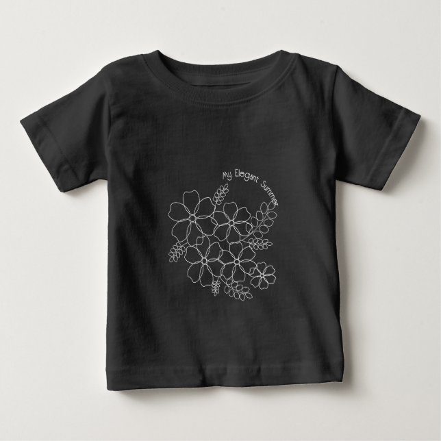 Camiseta Padrão de flores de verão simples e elegante (Frente)