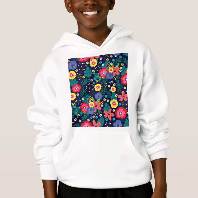 Camiseta Padrão de Flores e Folhas Decorativas-48675 (Frente)