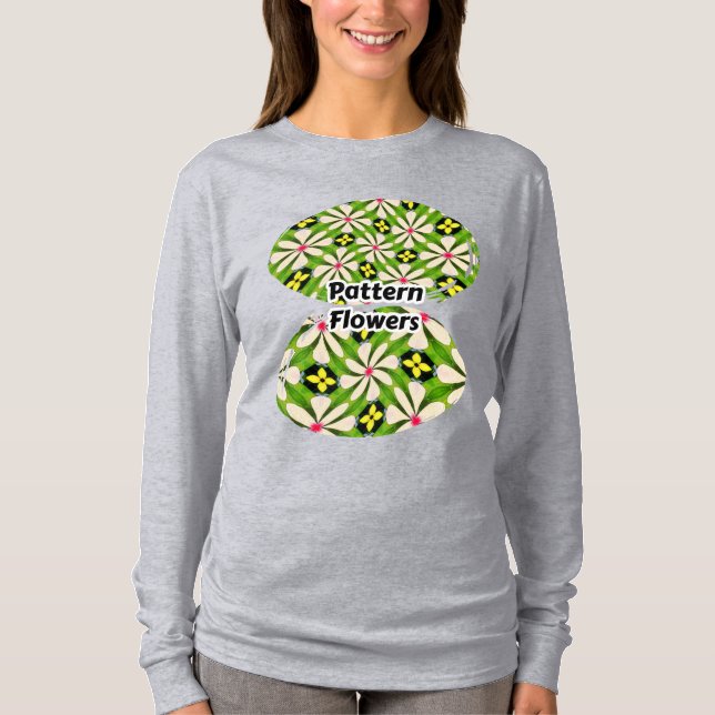 Camiseta Padrão de Flores Estéticas (Frente)