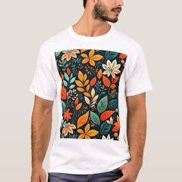 Camiseta Padrão de Flores Exóticas Florais