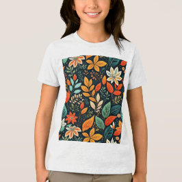 Camiseta Padrão de Flores Exóticas Florais