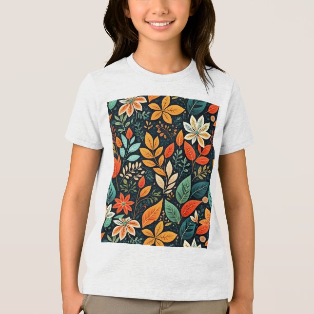 Camiseta Padrão de Flores Exóticas Florais (Frente)