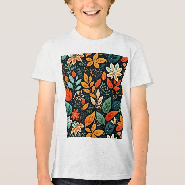Camiseta Padrão de Flores Exóticas Florais (Frente)