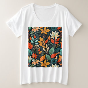 Camiseta Padrão de Flores Exóticas Florais