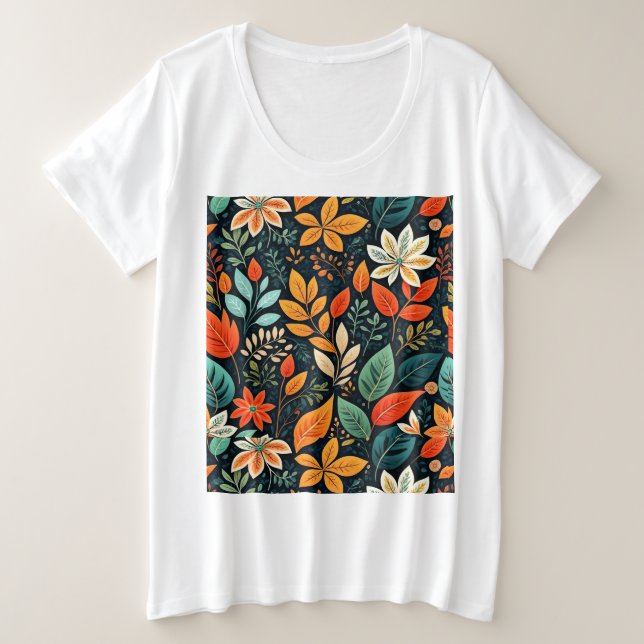 Camiseta Padrão de Flores Exóticas Florais (Frente do Design)