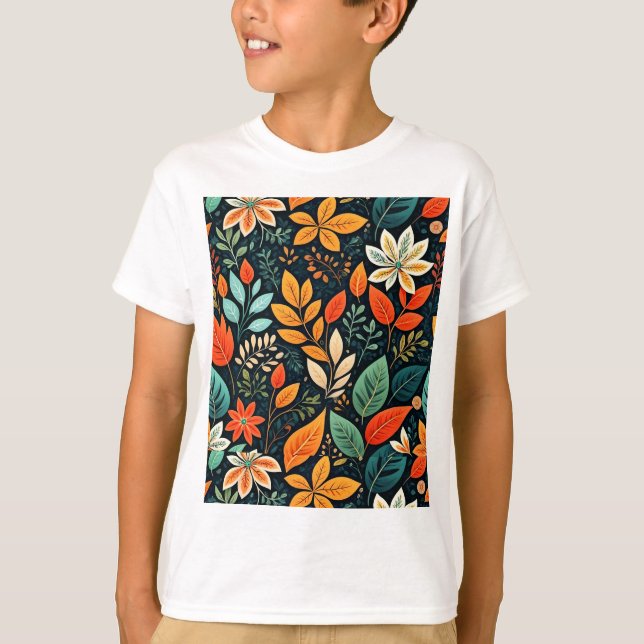 Camiseta Padrão de Flores Exóticas Florais (Frente)