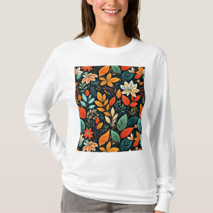 Camiseta Padrão de Flores Exóticas Florais