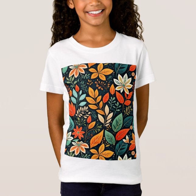 Camiseta Padrão de Flores Exóticas Florais (Frente)