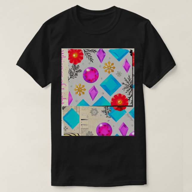 Camiseta Padrão de Florescimento Geométrico Alegre – Edição (Frente do Design)
