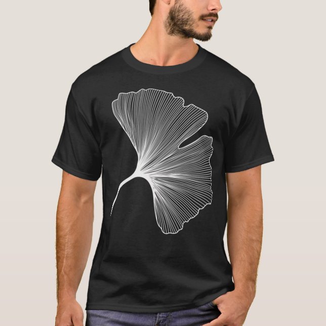 Camiseta Padrão de Folgas do Ginkgo Biloba - Branco (Frente)