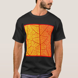Camiseta Padrão de Folha Laranja Vibrante