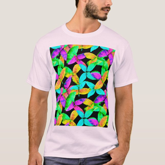 Camiseta Padrão de Folha Neonscape (Frente)