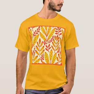 Camiseta Padrão de Folhagem de Folhagem Colorida Vibrante