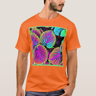 Camiseta Padrão de Folhas Coloridas