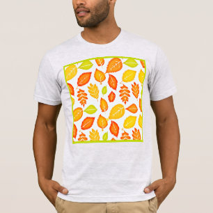 Camiseta Padrão de Folhas Coloridas
