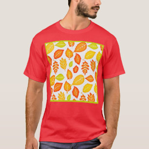 Camiseta Padrão de Folhas Coloridas