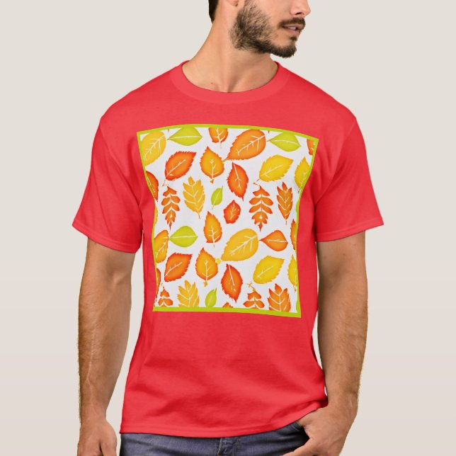 Camiseta Padrão de Folhas Coloridas (Frente)