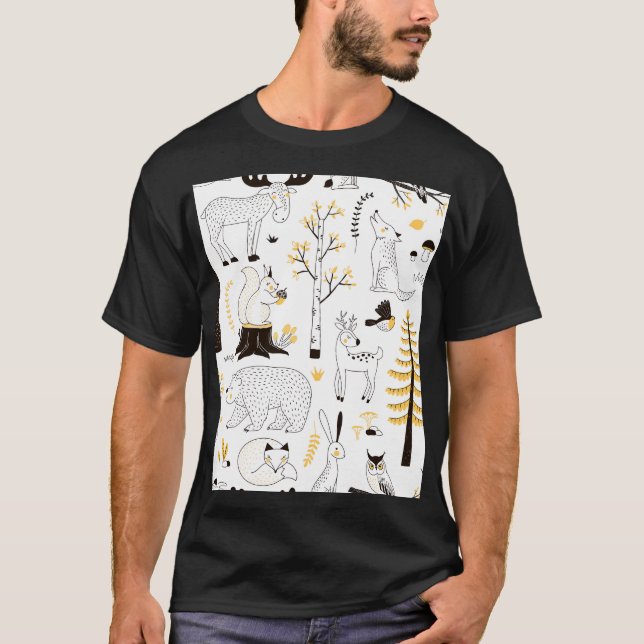 Camiseta Padrão de Folhas de Árvores do outono (Frente)