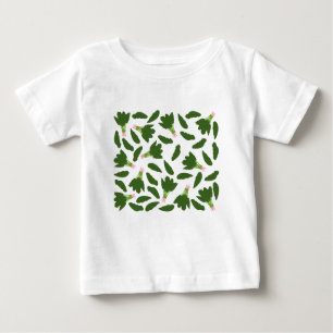 Camiseta Padrão de Folhas de Espinafre Verde