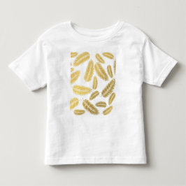 Camiseta Padrão de Folhas de Palmeira em Ouro Falso