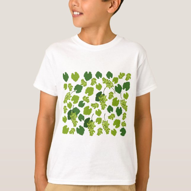 Camiseta Padrão de Folhas de Uvas e Uvas (Frente)