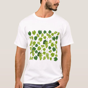 Camiseta Padrão de Folhas de Uvas e Uvas