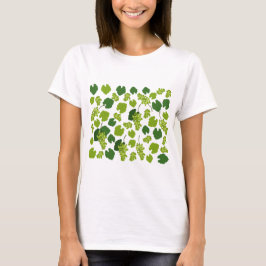 Camiseta Padrão de Folhas de Uvas e Uvas