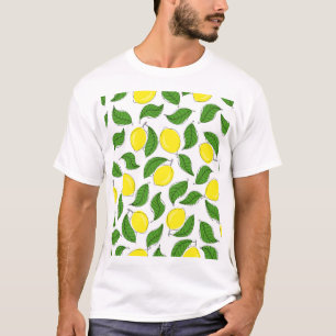 Camiseta Padrão de Folhas Verdes de Limões Brilhantes