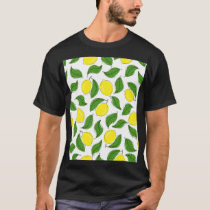 Camiseta Padrão de Folhas Verdes de Limões Brilhantes