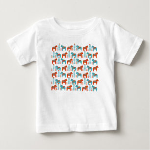 Camiseta Padrão de Folk Art Dola Horses e Flores Suecos