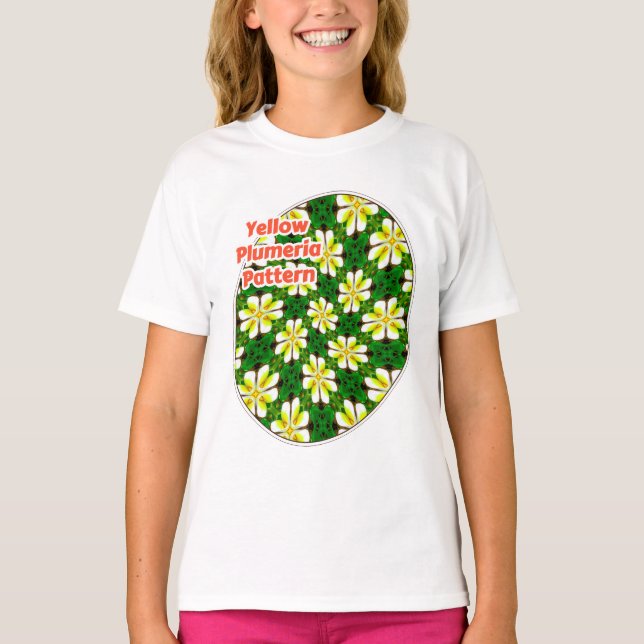 Camiseta Padrão de Frangipani Amarelo (Frente)