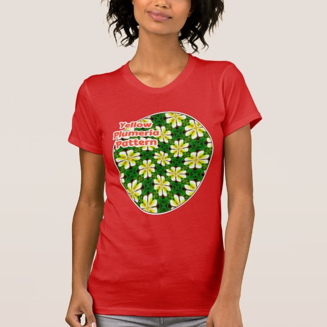 Camiseta Padrão de Frangipani Amarelo (Frente)