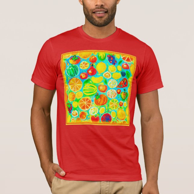 Camiseta Padrão de Fruta colorido. Comprar Agora (Frente)