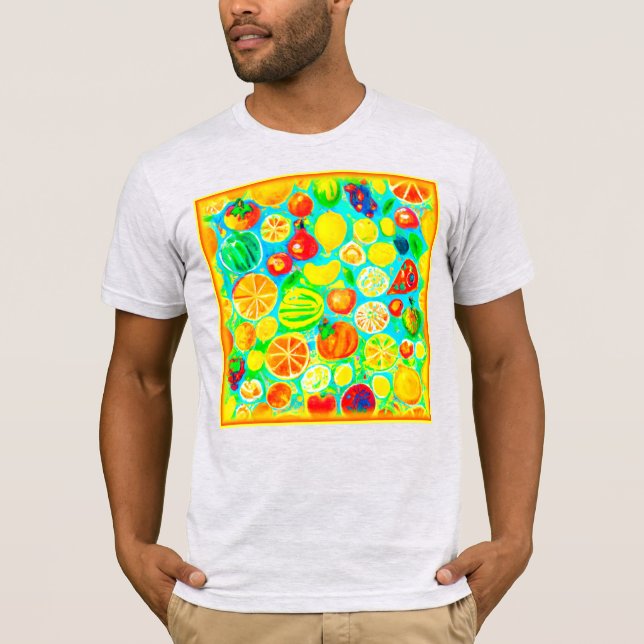 Camiseta Padrão de Fruta colorido. Comprar Agora (Frente)