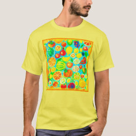 Camiseta Padrão de Fruta colorido. Comprar Agora
