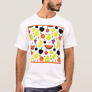 Camiseta Padrão de Fruta de Neon com brilho tropical