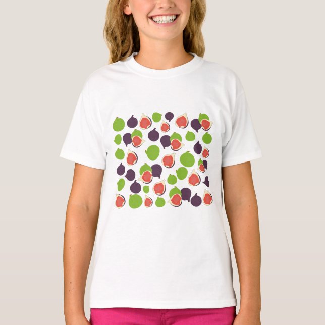 Camiseta Padrão de Fruta de Verão da Fig Mediterrânica (Frente)