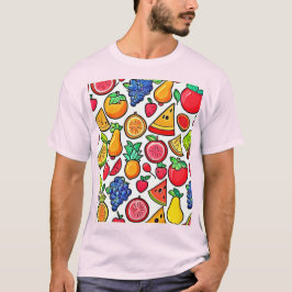 Camiseta Padrão de Fruta vibrante