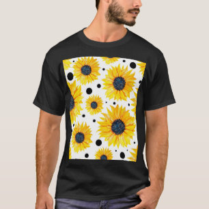 Camiseta Padrão de fundo branco dos girassóis amarelos