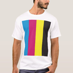 Camiseta padrão de fundo de listras cmyk gráfico cor ciano