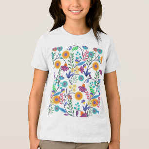 Camiseta Padrão De Fundo Floral Exótico Colorido-23145