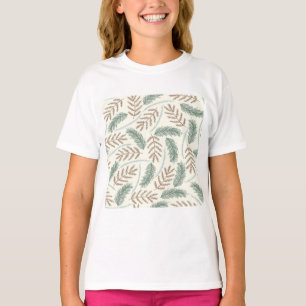 Camiseta Padrão de Galhos de Pinheiro e Cedro Sempre-Verde