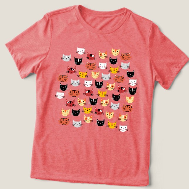 Camiseta Padrão de Gato Bonito (Fun kitty cat pattern t-shirt)