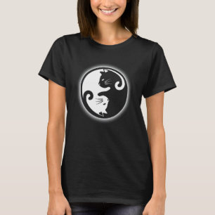 Camiseta Padrão de Gato Yin Yang para Mulheres, Adolescente
