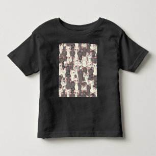 Camiseta Padrão de gatos brancos e cinzas