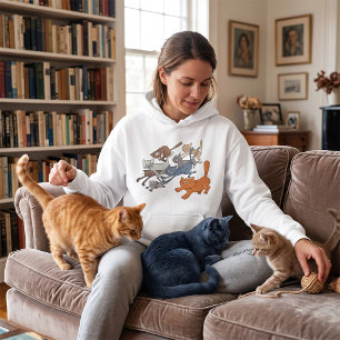 Camiseta Padrão de Gatos Correndo Gatinhos Caprichosos