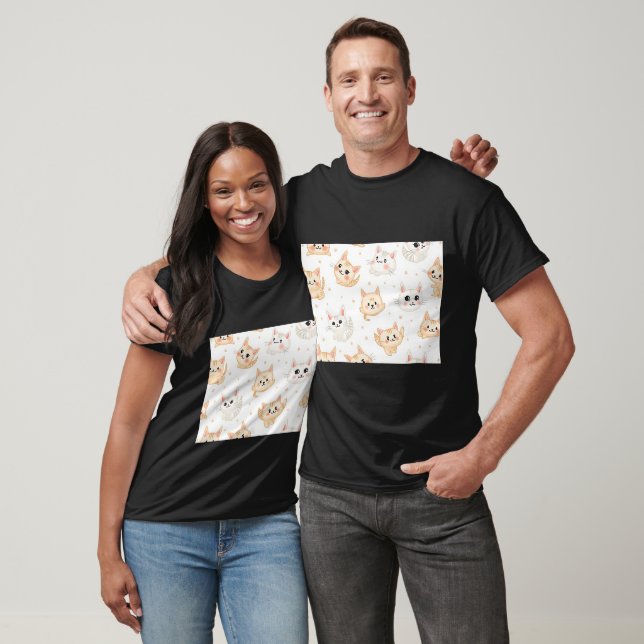 Camiseta Padrão de Gatos Divertidos (Unissex)