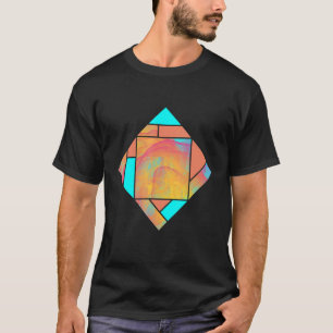 Camiseta Padrão de Geometria Moderna do Fumante Cano Amarel