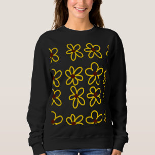 Camiseta Padrão de girassol castanho-amarelo ventre floral 